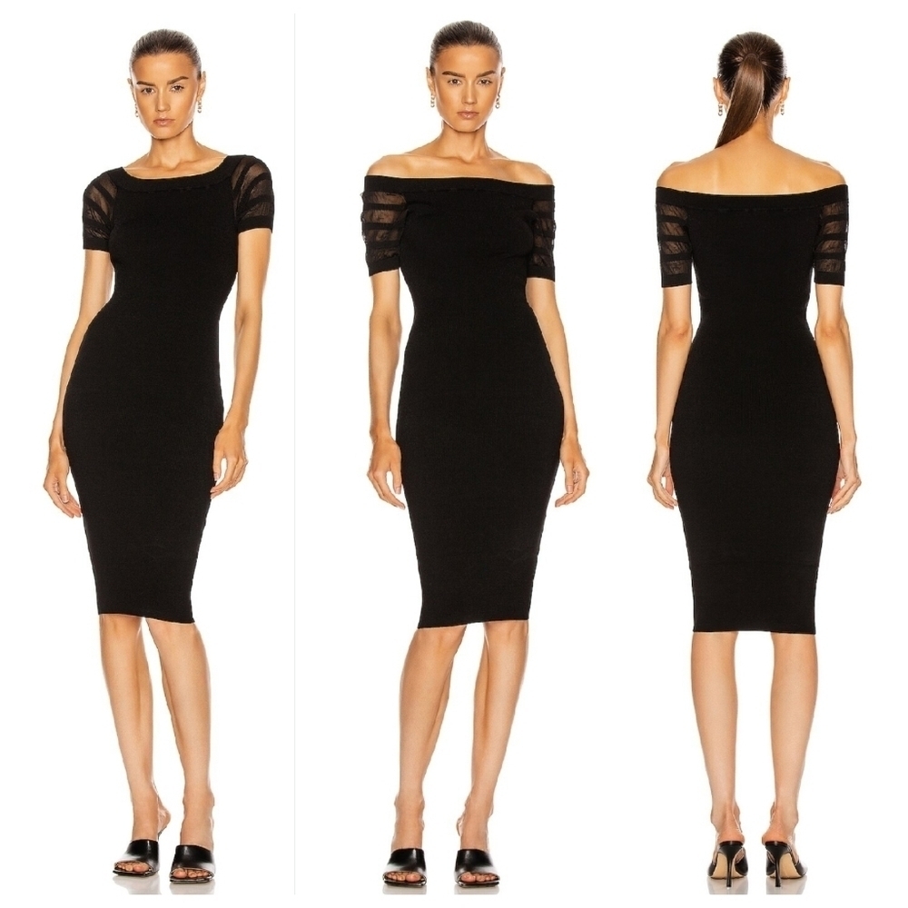 NWT Cushnie XS Off the Shoulder Knit Pencile Ribbed Bodycon Dress